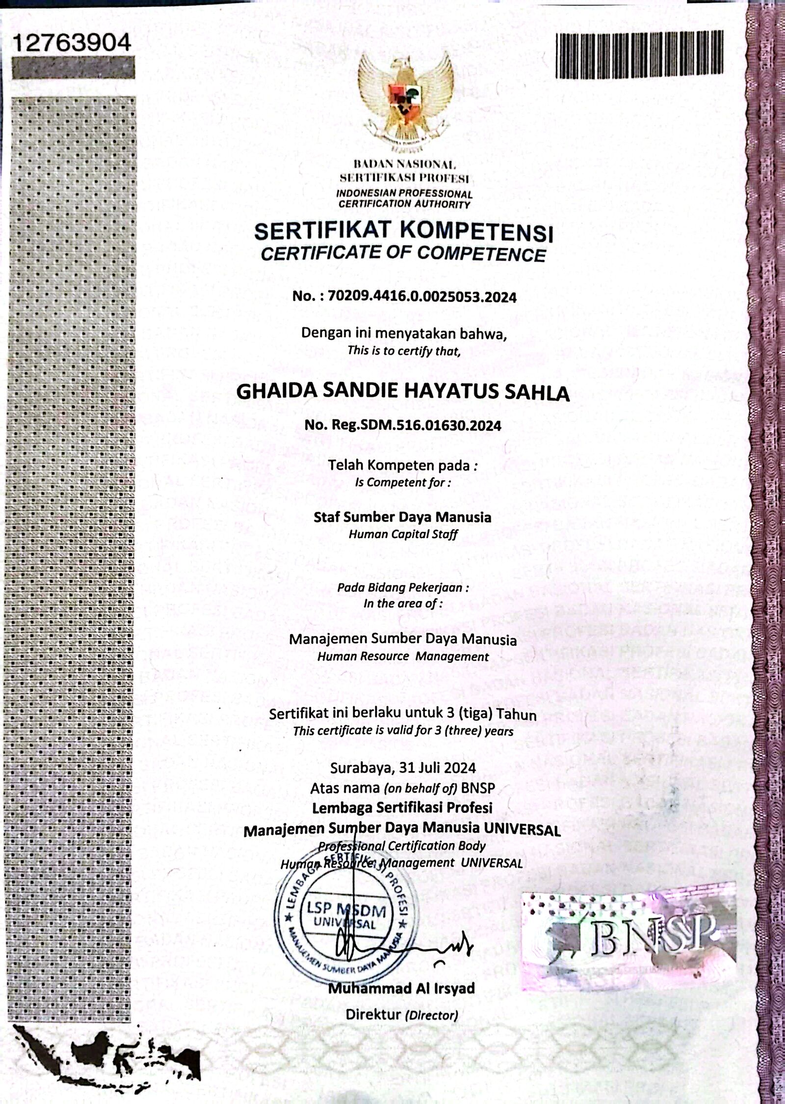 Sertifikat BNSP
